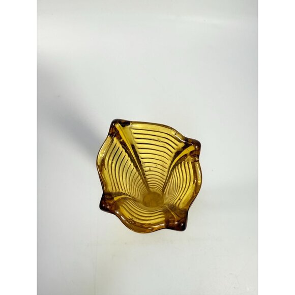 Swung Swing Vase Orange Amber Hand Blown Northwood Drapery Variant Amber Vase - Picture 12 of 16